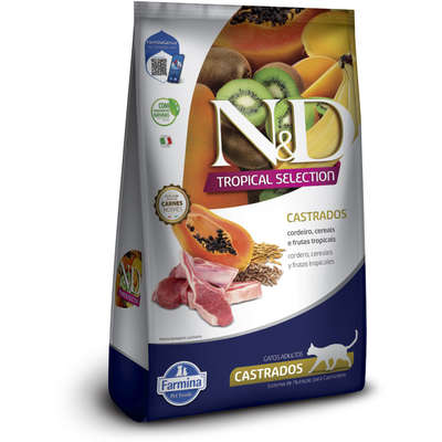Ração Seca N&D Tropical Selection Cordeiro, Cereais e Frutas Tropicais para Gatos Adultos Castrados