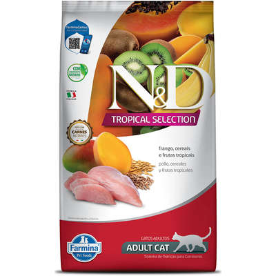 Ração Seca N&D Tropical Selection Frango, Cereais e Frutas Tropicais para Gatos Adultos