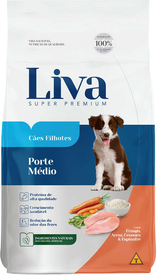 Ração Liva Super Premium para Cães Filhotes de Raças Médias - 20,2kgs