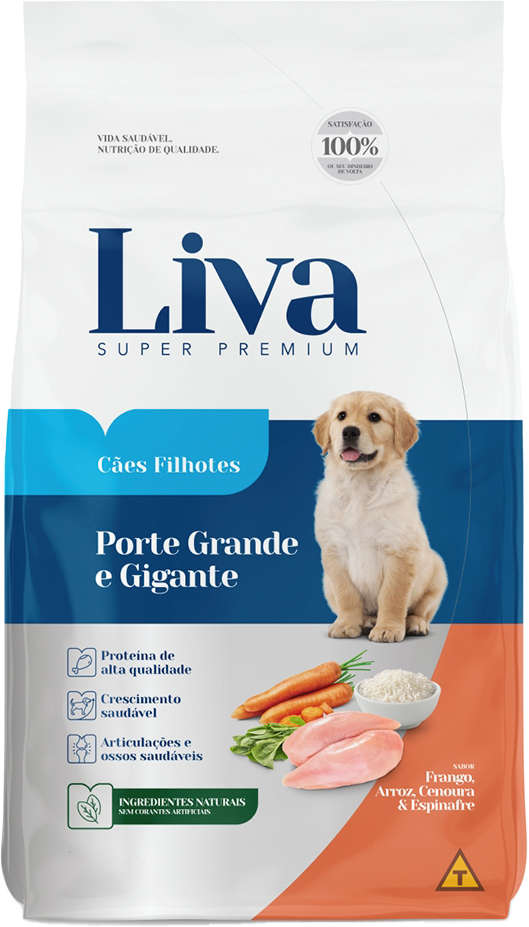 Ração Liva Super Premium para Cães Filhotes de Raças Grandes - 20,2Kg