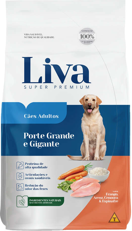 Ração Liva Super Premium para Cães Adultos de Raças Grandes - 20,2Kg
