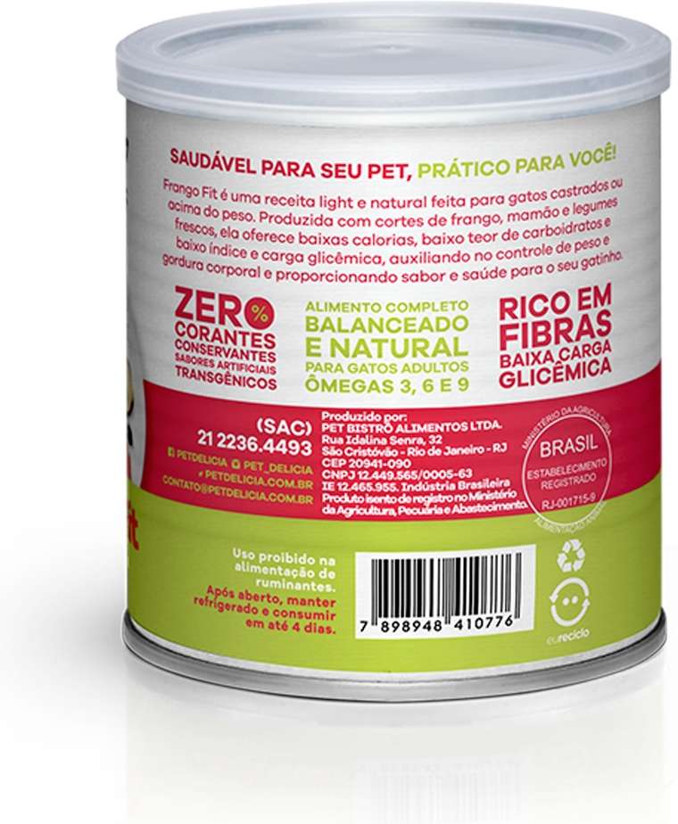 Ração Úmida Pet Delícia Natural Frango Fit Light para Gatos - 320 g