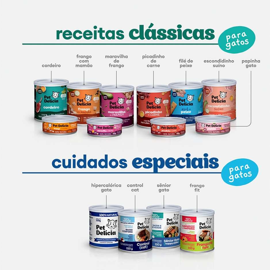 Ração Úmida Pet Delícia Natural Frango Fit Light para Gatos - 320 g