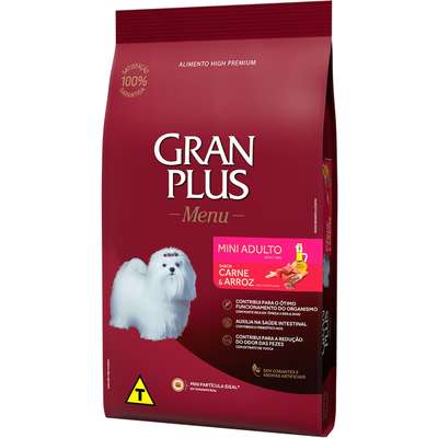 Ração GranPlus Menu Carne e Arroz para Cães Adultos Mini e Pequenas
