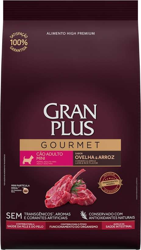 Ração Seca GranPlus Gourmet Ovelha & Arroz para Cães Adultos Raças Mini - 10,1Kg