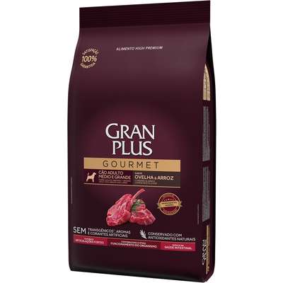 Ração Seca GranPlus Gourmet Ovelha & Arroz para Cães Adultos Raças Médias e Grandes