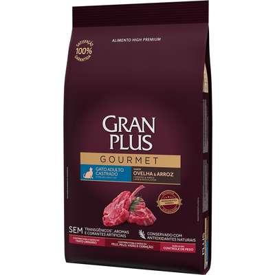 Ração Seca GranPlus Gourmet Ovelha & Arroz para Gatos Castrados