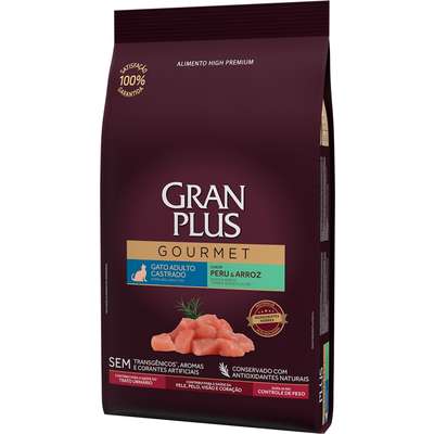 Ração Seca GranPlus Gourmet Peru & Arroz para Gatos Castrados
