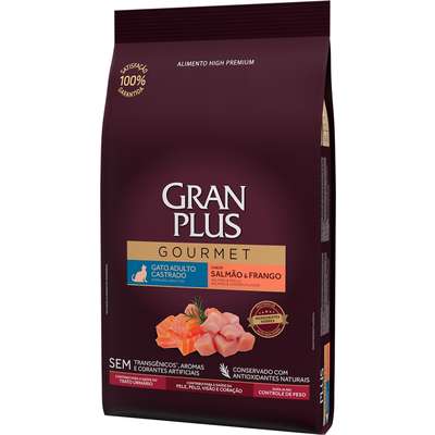 Ração Seca GranPlus Gourmet Salmão & Frango para Gatos Castrados