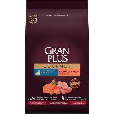 Ração Seca GranPlus Gourmet Salmão & Frango para Gatos Castrados
