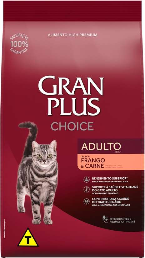 Ração GranPlus Choice Frango e Carne para Gatos Adultos - 10,1Kg