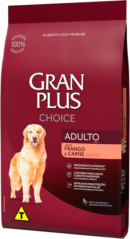Ração GranPlus Choice Frango e Carne para Cães Adultos - 20Kg