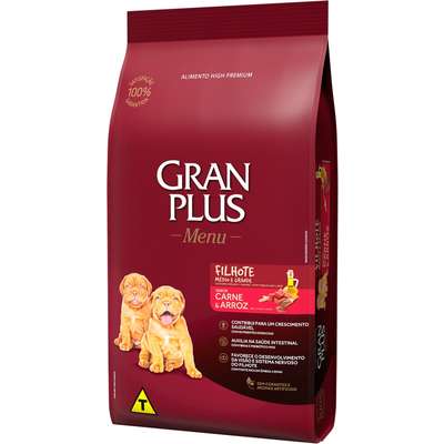 Ração GranPlus Menu Carne e Arroz para Cães Filhotes