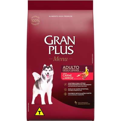Ração GranPlus Menu Carne e Arroz para Cães Adultos