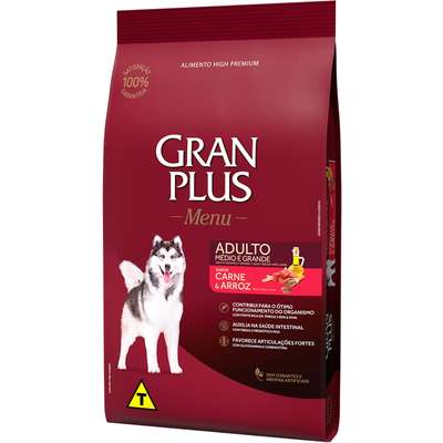 Ração GranPlus Menu Carne e Arroz para Cães Adultos