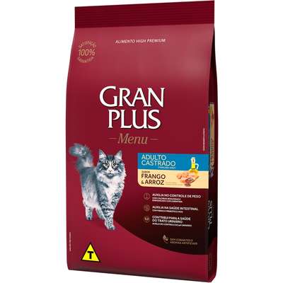 Ração GranPlus Frango e Arroz para Gatos Castrados Adultos