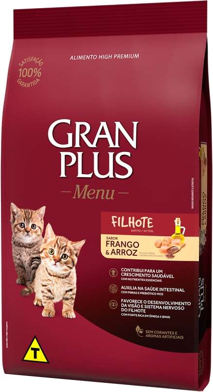 Ração GranPlus Frango e Arroz para Gatos Filhotes - 3Kg