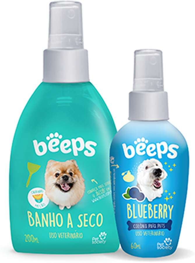 Kit Beeps Banho a Seco e Colônia Blueberry para Cães e Gatos - Kit