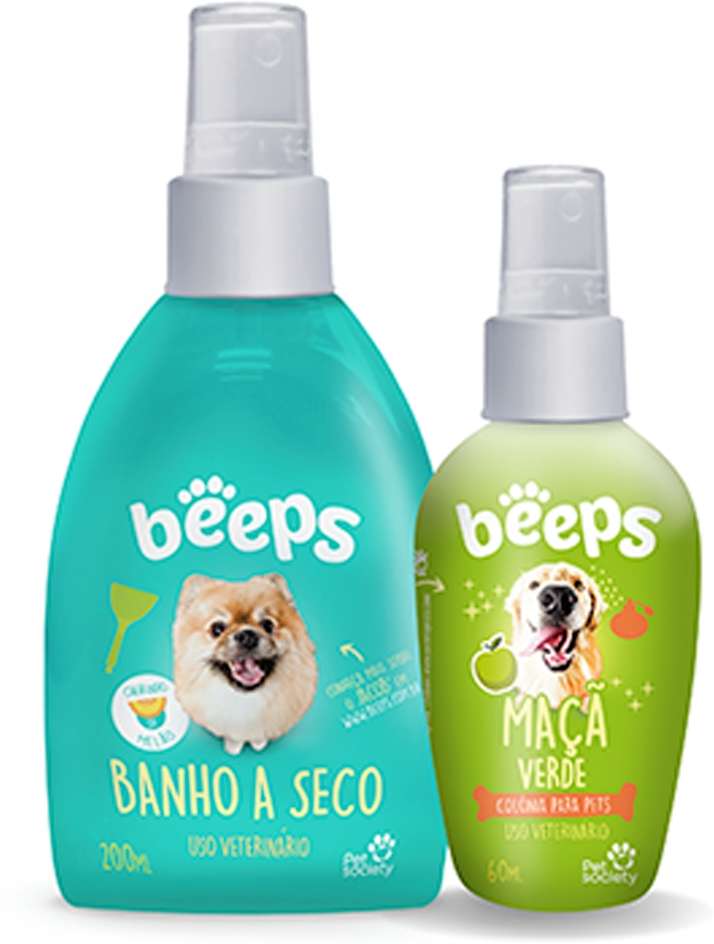 Kit Beeps Banho a Seco e Colônia Maçã Verde para Cães e Gatos - Kit