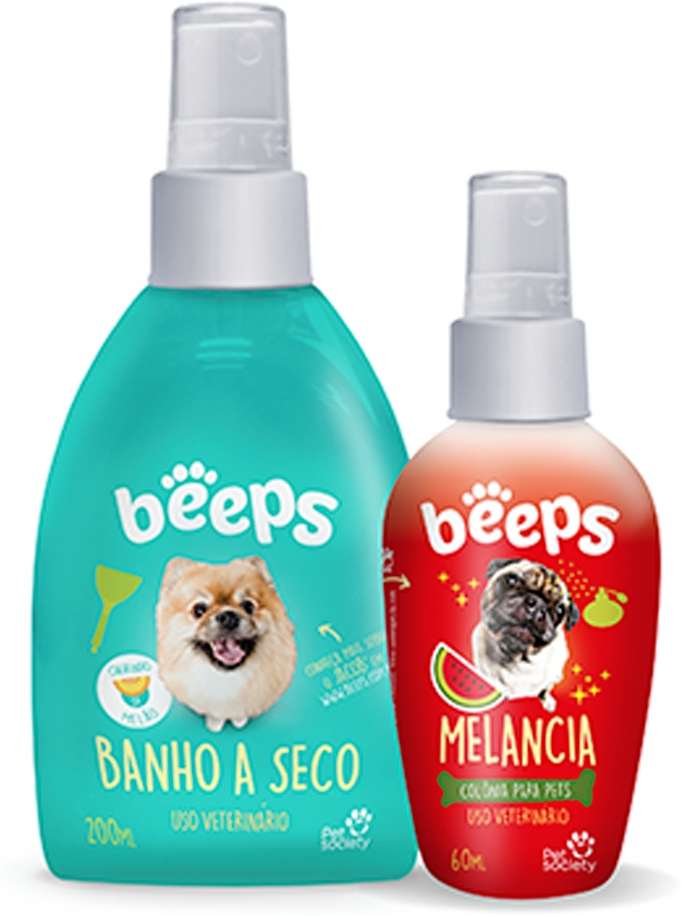 Kit Beeps Banho a Seco e Colônia Melancia para Cães e Gatos - Kit
