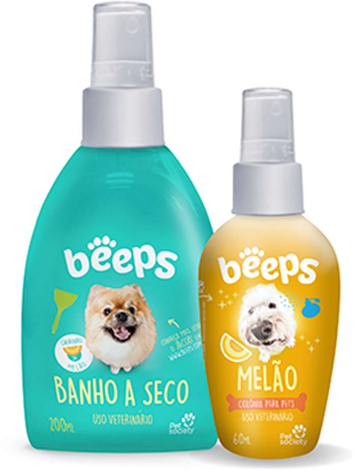 Kit Beeps Banho a Seco e Colônia Melão para Cães e Gatos - Kit