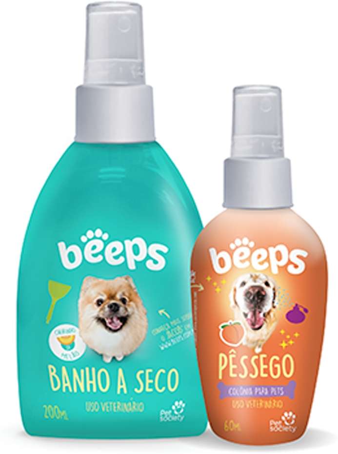 Kit Beeps Banho a Seco e Colônia Pêssego para Cães e Gatos - Kit
