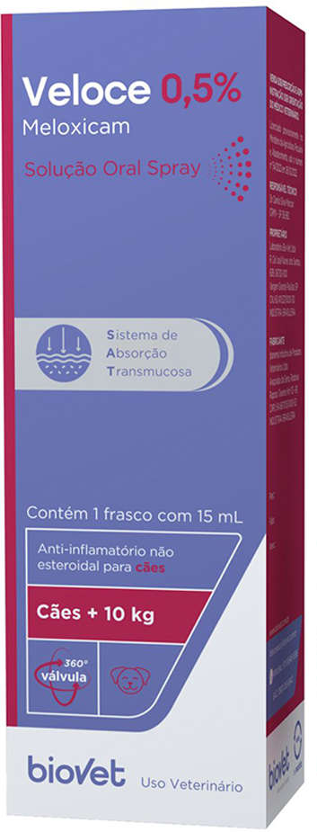 Anti-inflamatório Biovet Veloce Spray Oral para Cães - 15 mL