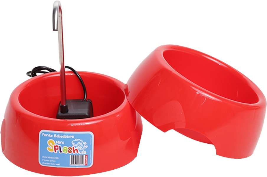 Fonte Splash Mini USB e Comedouro Vermelho - Tam. Único