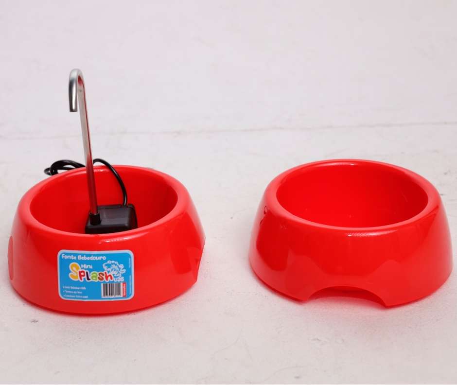 Fonte Splash Mini USB e Comedouro Vermelho - Tam. Único