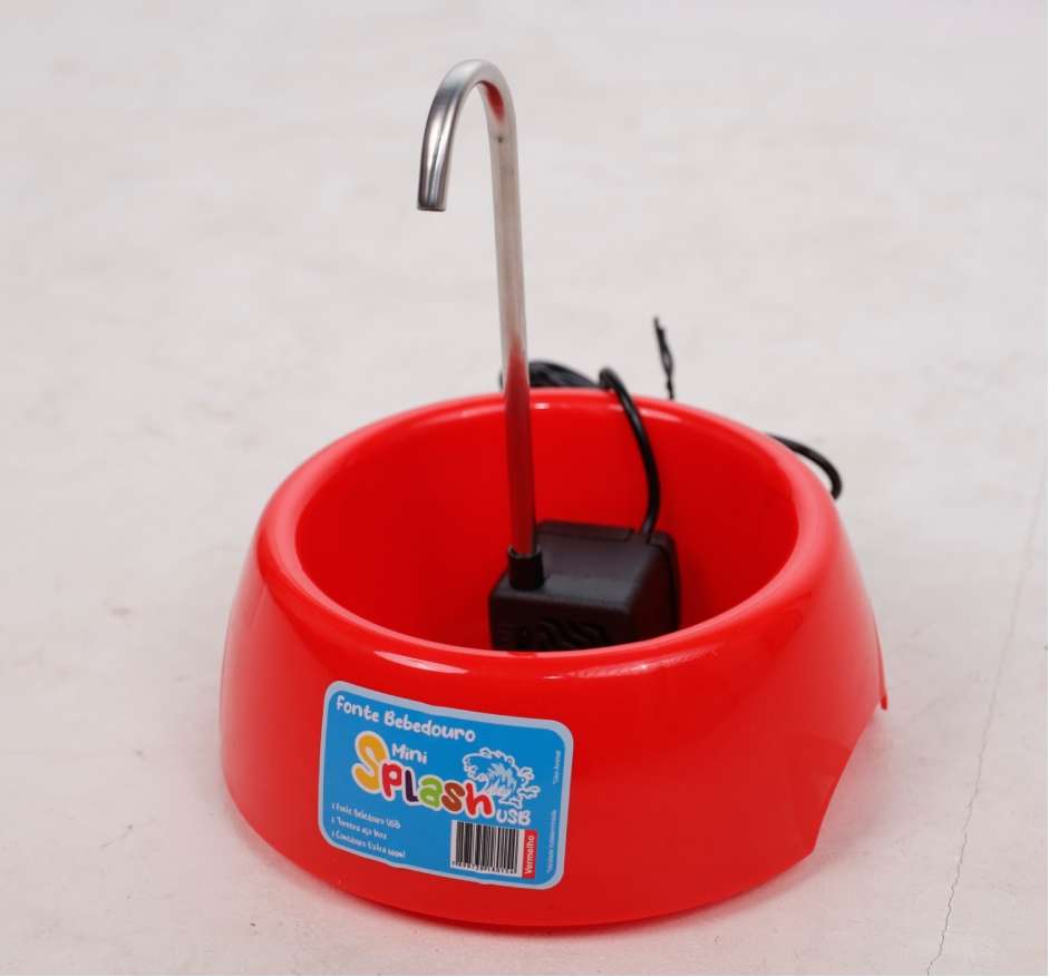 Fonte Splash Mini USB e Comedouro Vermelho - Tam. Único