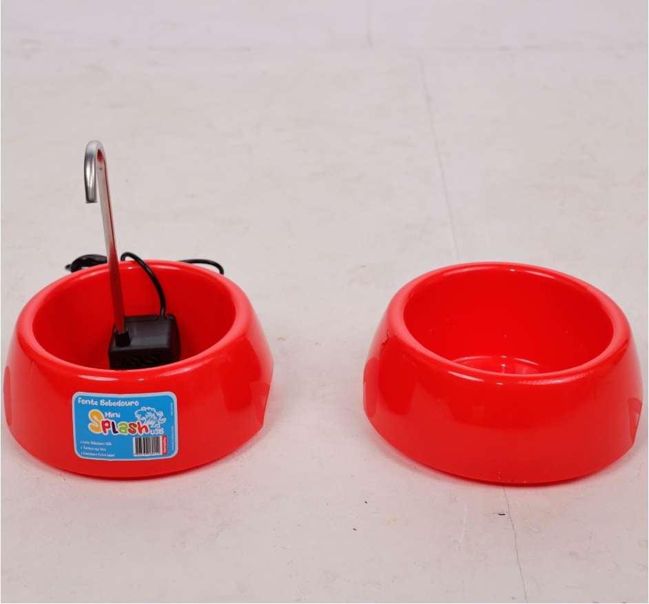 Fonte Splash Mini USB e Comedouro Vermelho - Tam. Único