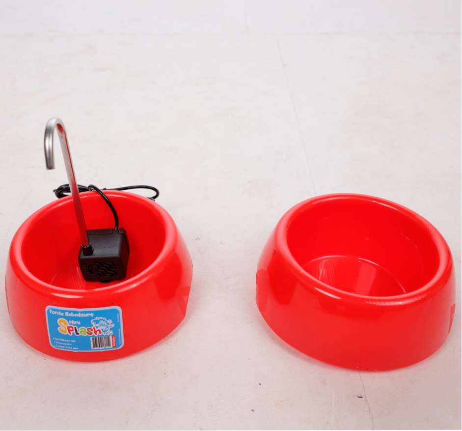 Fonte Splash Mini USB e Comedouro Vermelho - Tam. Único