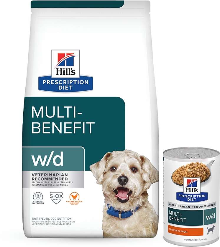 Kit Hill's Prescription Diet Ração Seca e Úmida w/d Multi-Benefit para Cães Adultos - 3,8Kg + 370 g