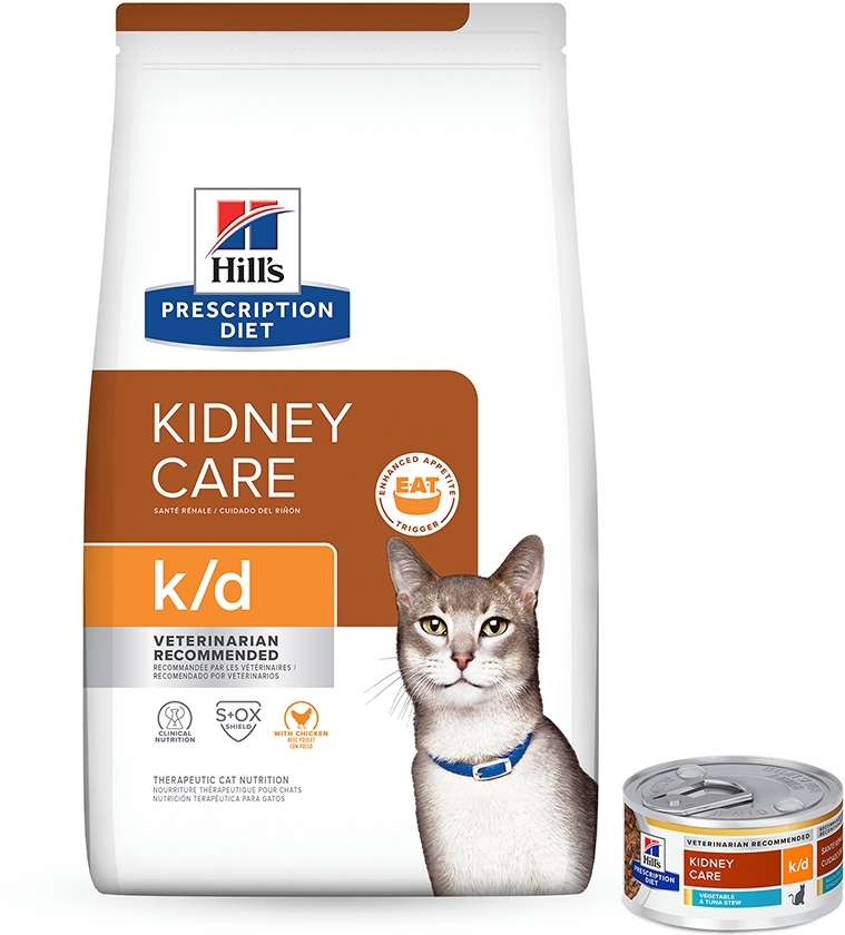 Kit Hill's Prescription Diet Ração Seca e Úmida k/d Kidney Care para Gatos Adultos - 3,8Kg + 82 g