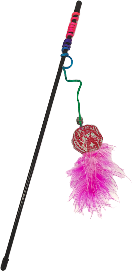 Brinquedo Kroco Varinha com Penas Rosa para Gatos - Tam. Único