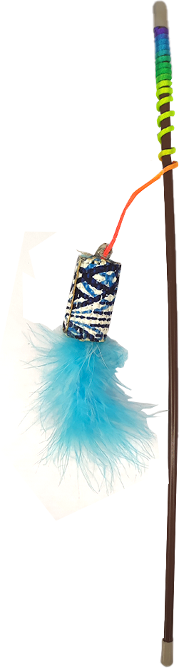 Brinquedo Kroco Varinha Plumas Azul para Gatos - Tam. Único