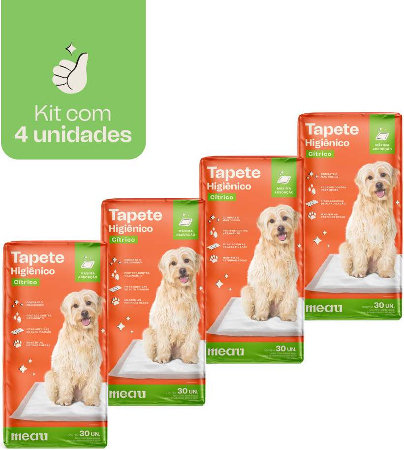 Tapete Higiênico Meau Cheirinho Cítrico para Cães - 120 Unidades (4 Pacotes)