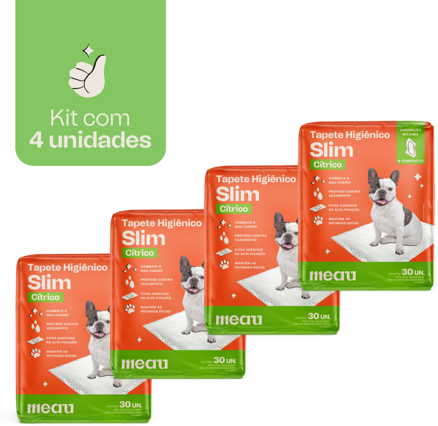 Tapete Higiênico Meau Cheirinho Cítrico Slim para Cães - 120 Unidades (4 Pacotes)