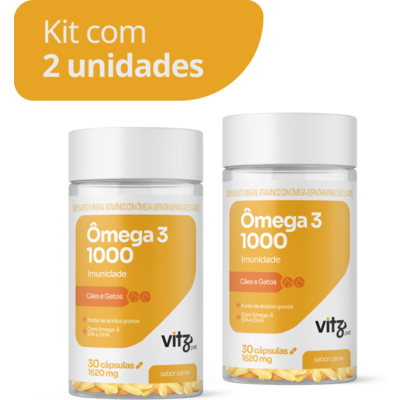 Suplemento Vitz Pet Ômega 3 1000 Sabor Carne 1620 mg para Cães e Gatos
