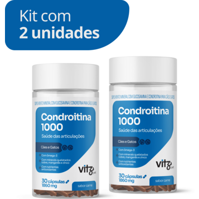 Suplemento Vitz Pet Condroitina 1000 Sabor Carne 1860 mg para Cães e Gatos
