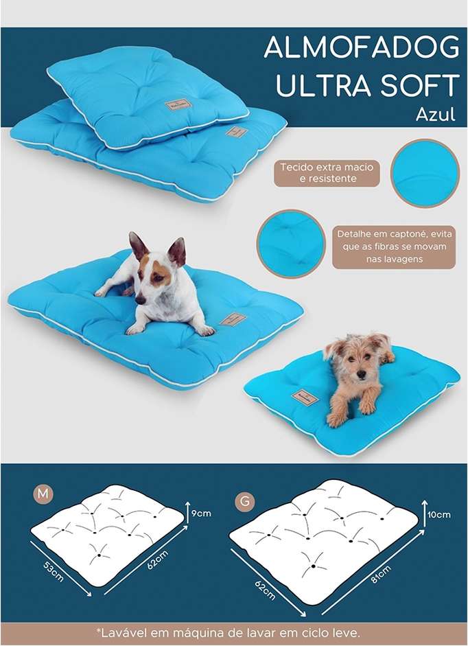 Almofada Almofadog Ultra Soft Azul - Tam. M