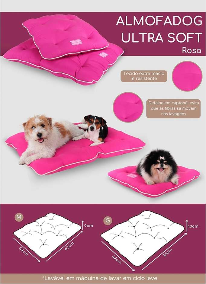 Almofada Almofadog Ultra Soft Rosa - Tam. G