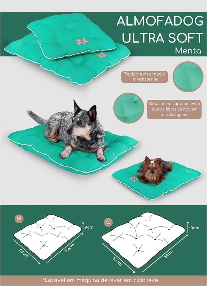 Almofada Almofadog Ultra Soft Menta - Tam. G
