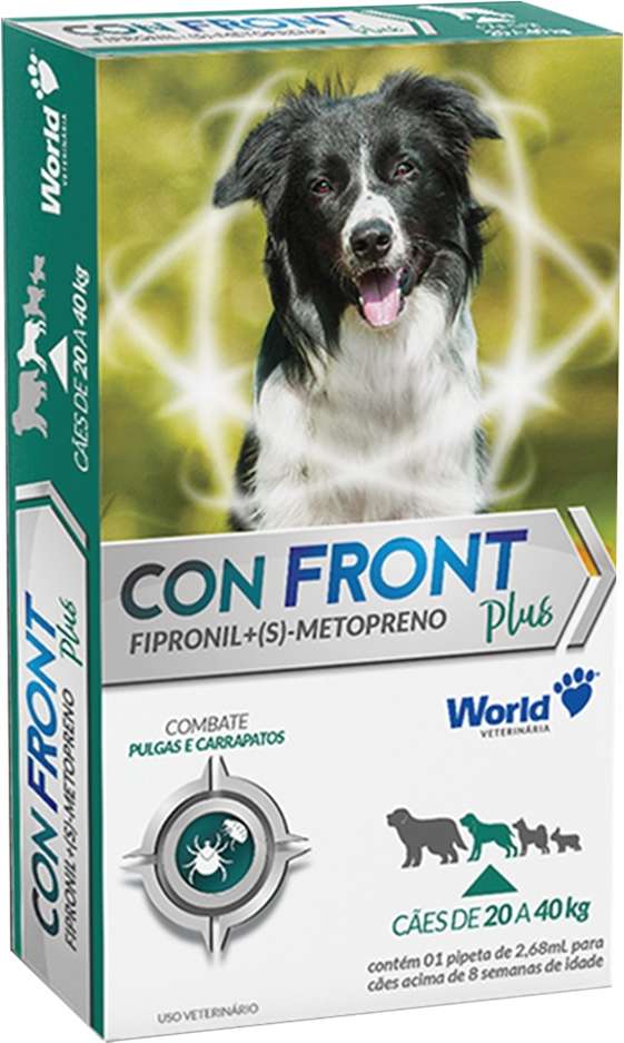 Antipulgas e Carrapatos World Veterinária ConFront Plus para Cães de 20 a 40Kg - 1 Pipeta