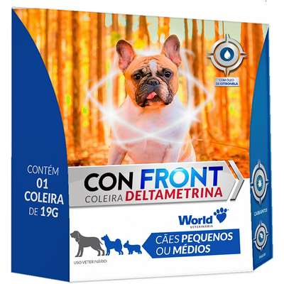 Coleira Antiparasitária World Veterinária ConFront Deltametrina 19g para Cães Porte Pequeno e Médio
