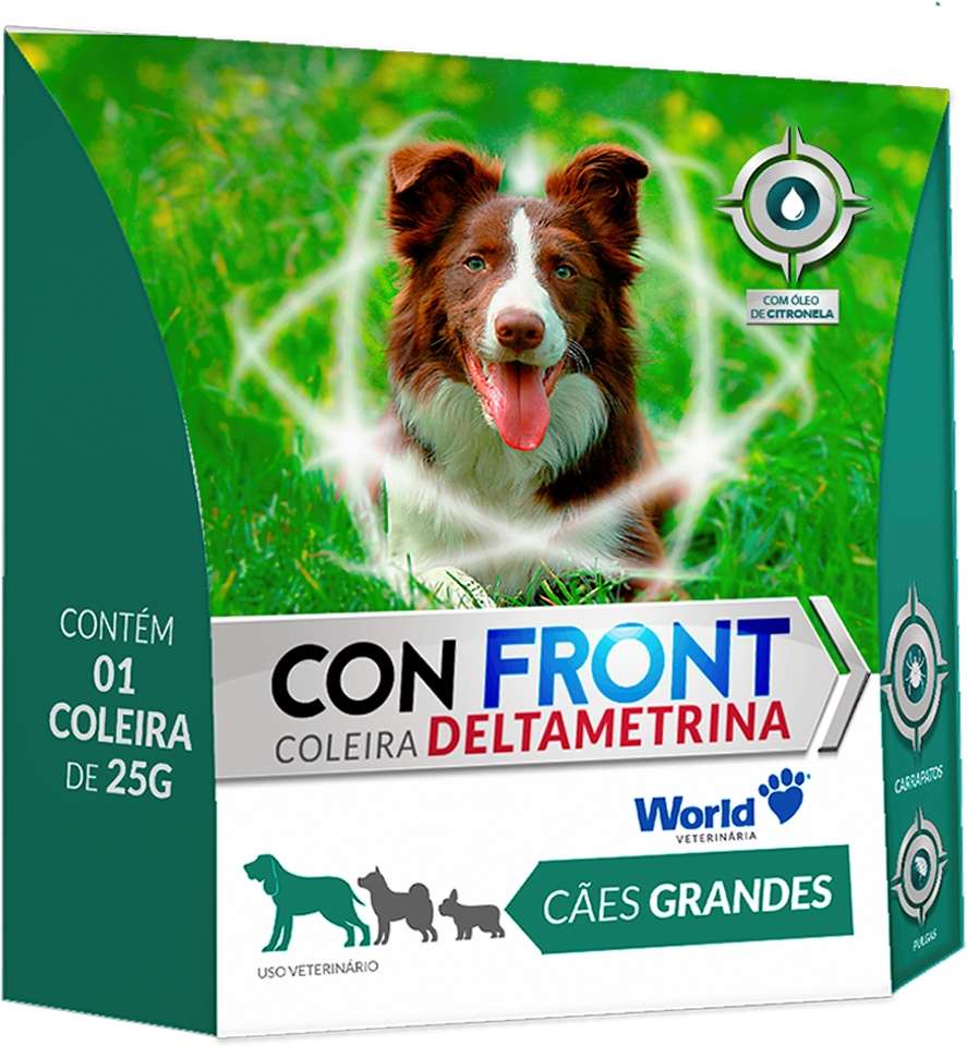 Coleira Antiparasitária World Veterinária ConFront Deltametrina 25g para Cães Porte Grande - 1 Unidade