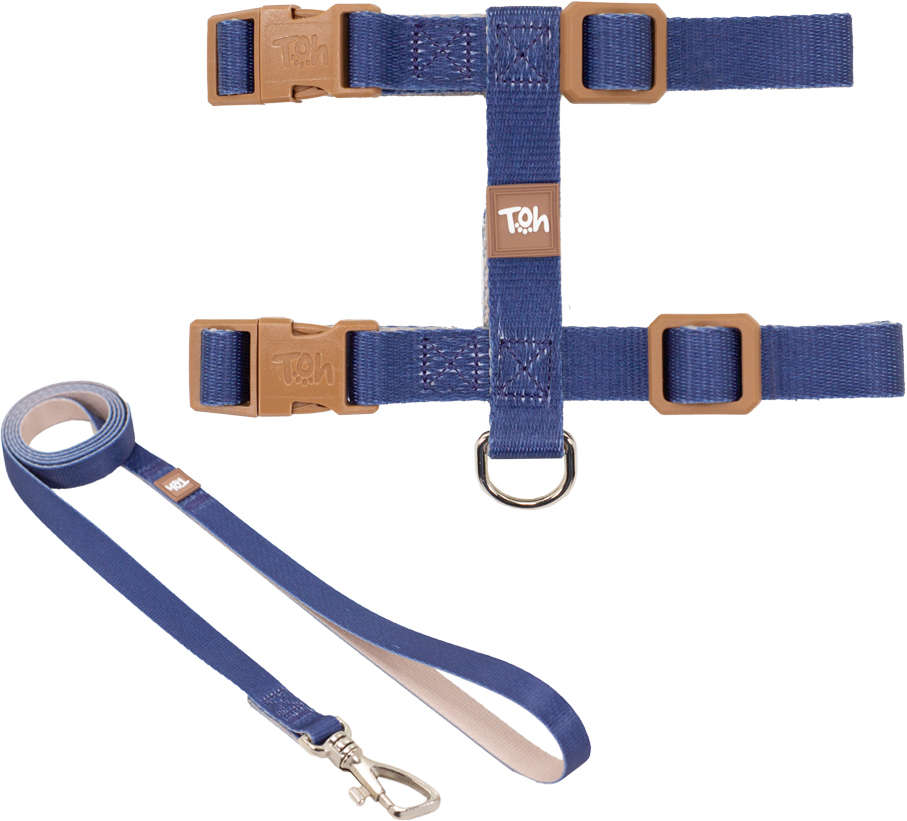 Conjunto Peitoral H Neo U Marinho Caqui para Gatos - Tam. Único