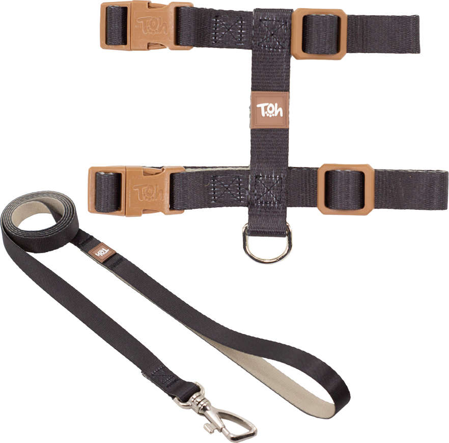 Conjunto Peitoral H Neo U Preto Caqui para Gatos - Tam. Único