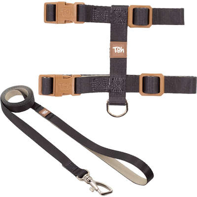 Conjunto Peitoral H Neo U Preto Caqui para Gatos
