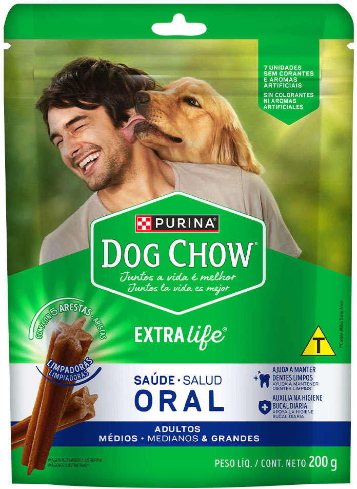 Petisco Purina Dog Chow Oral para Cães Adultos Porte Médio e Grande Sabor Frango - 7 Unidades